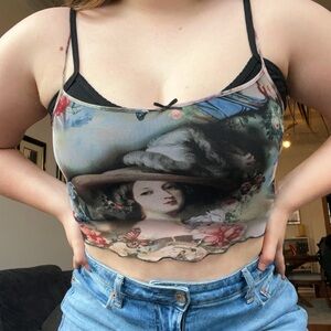 sheer top with design